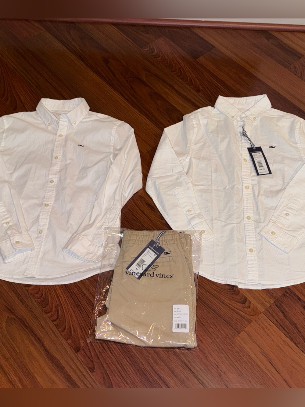 NWT Vineyard Vines Boys 8/10 Bundle 2x White Button Down Oxford Shirt Khaki Pant